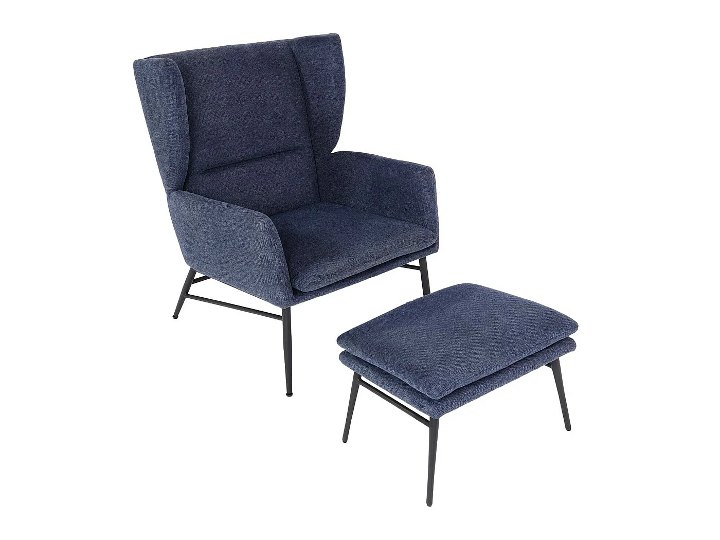 Fotel wypoczynkowy z otomaną MCW-L62,  niebieski