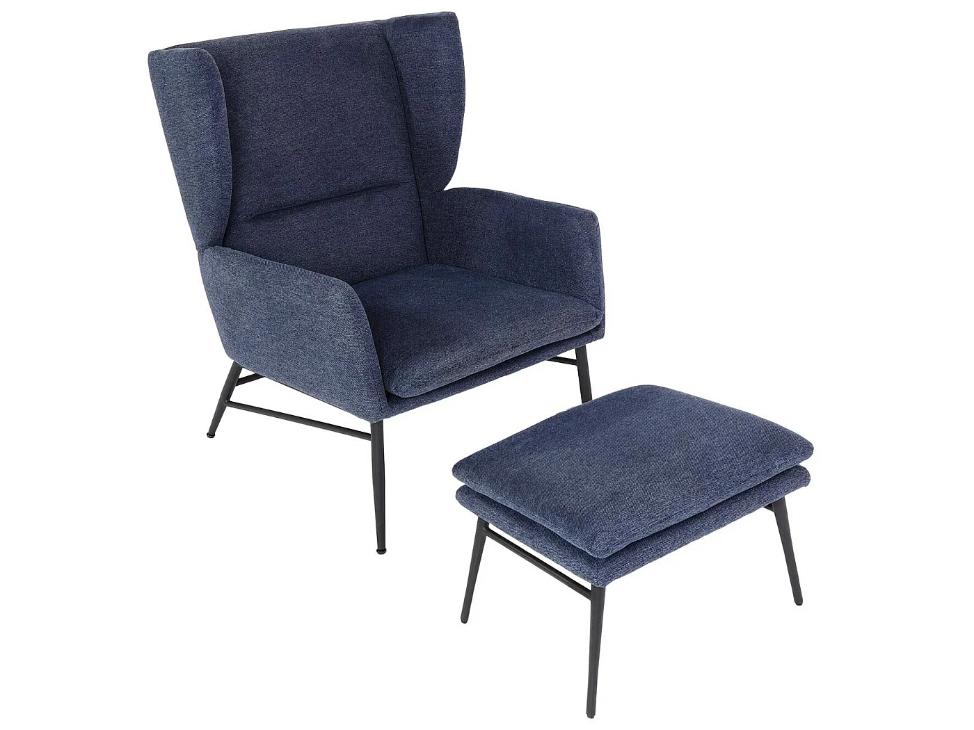 Lounge-Sessel mit Ottomane MCW-L62, Blau