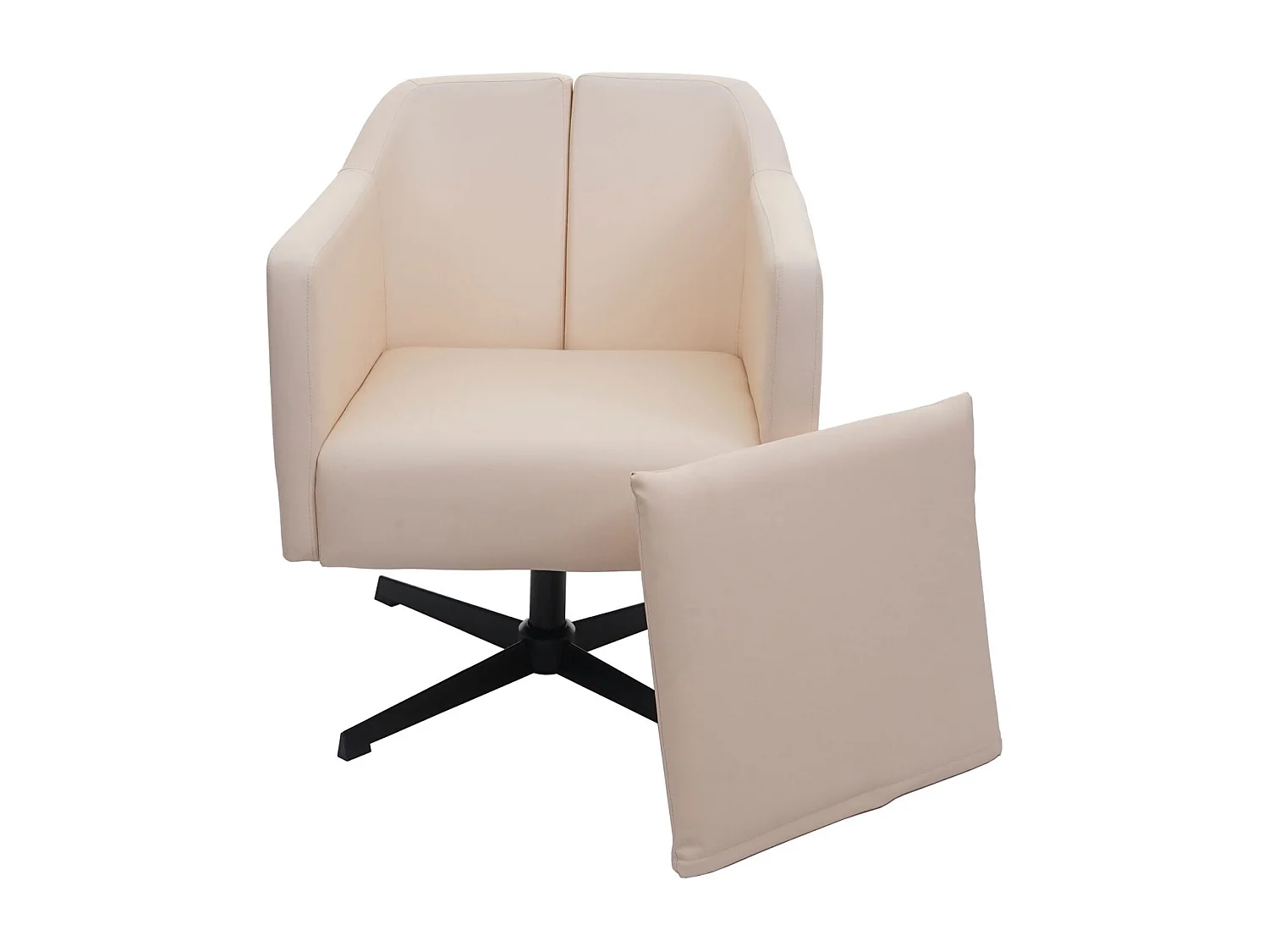 Poltrona Lounge MCW-H93b sedia relax girevole 80x72x85cm ~ ecopelle avorio crema