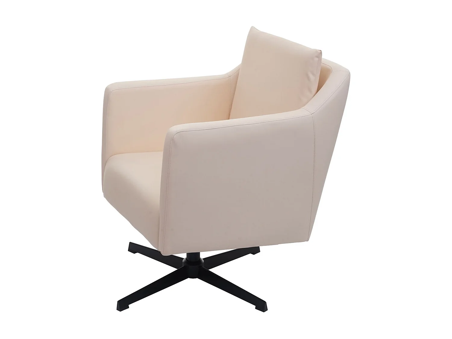 Poltrona Lounge MCW-H93b sedia relax girevole 80x72x85cm ~ ecopelle avorio crema