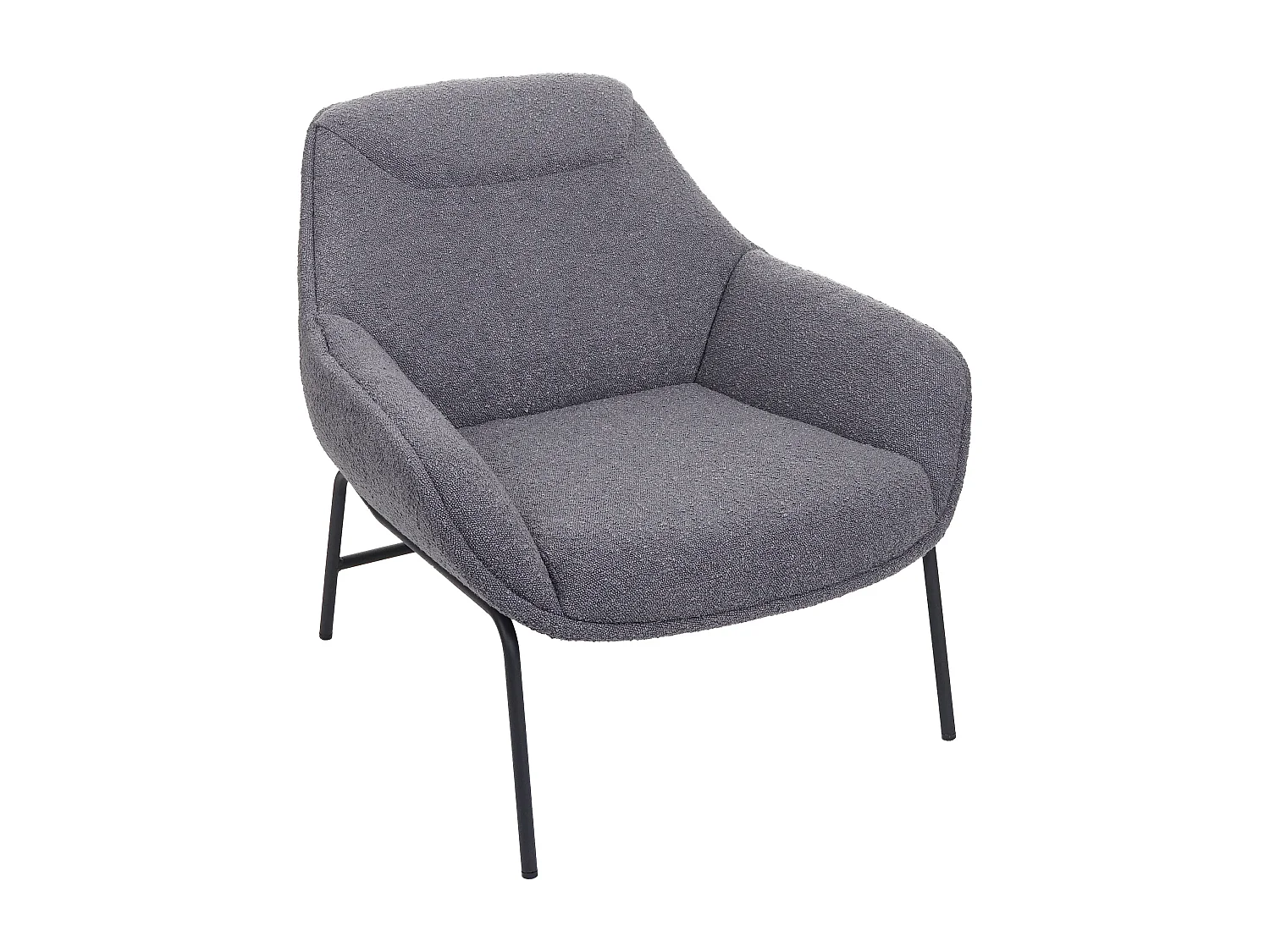 Poltrona sedia lounge MCW-J77 metallo tessuto bouclè grigio scuro