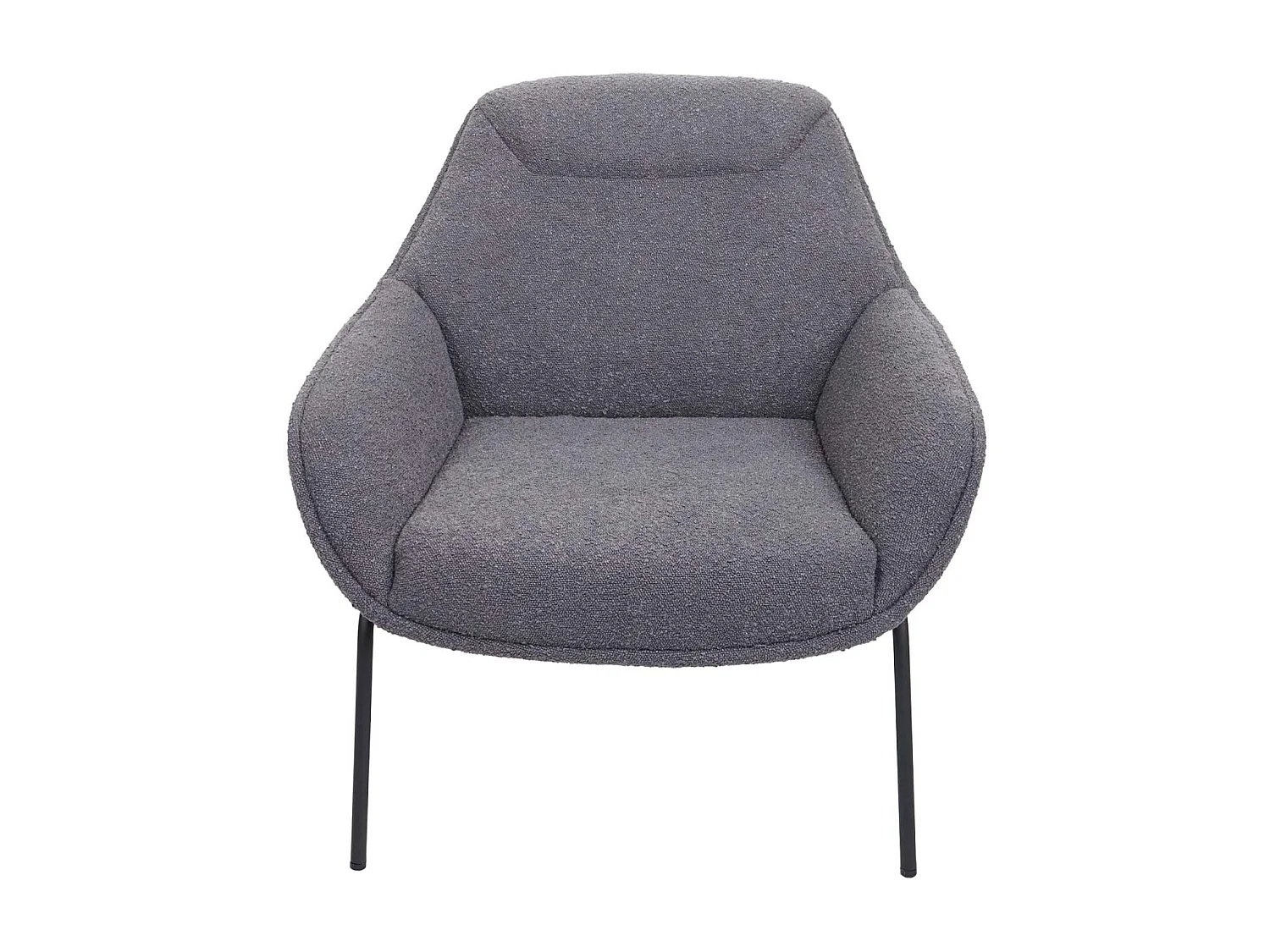 Poltrona sedia lounge MCW-J77 metallo tessuto bouclè grigio scuro