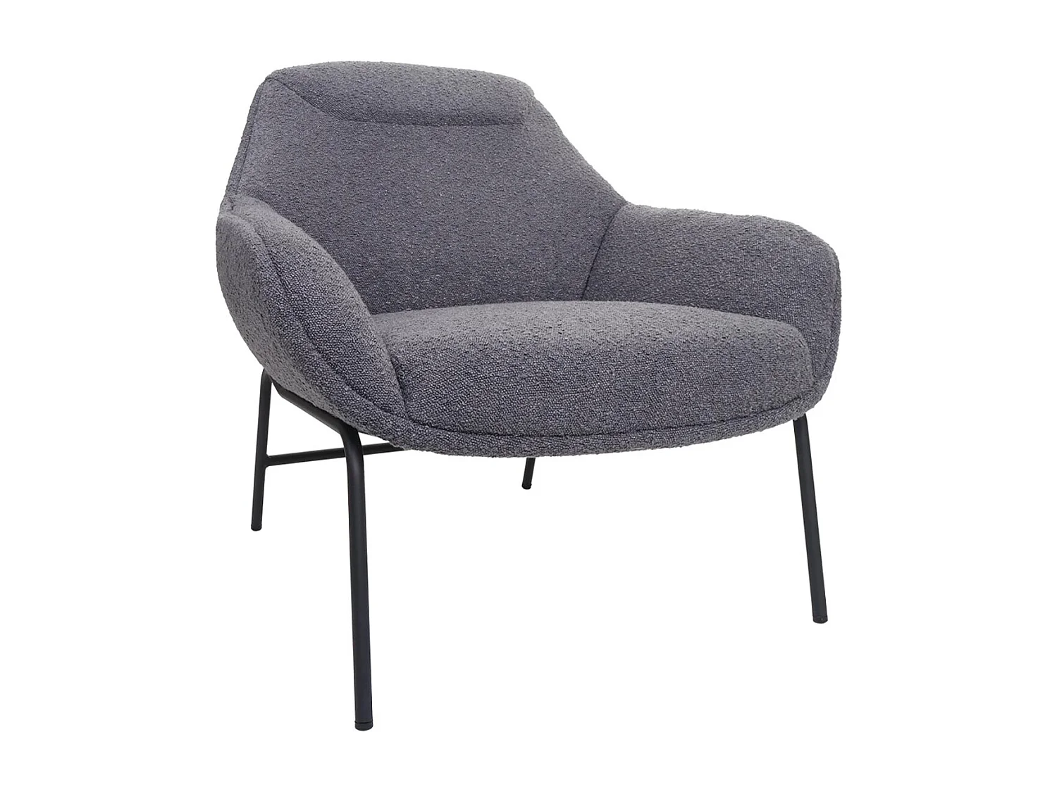 Poltrona sedia lounge MCW-J77 metallo tessuto bouclè grigio scuro