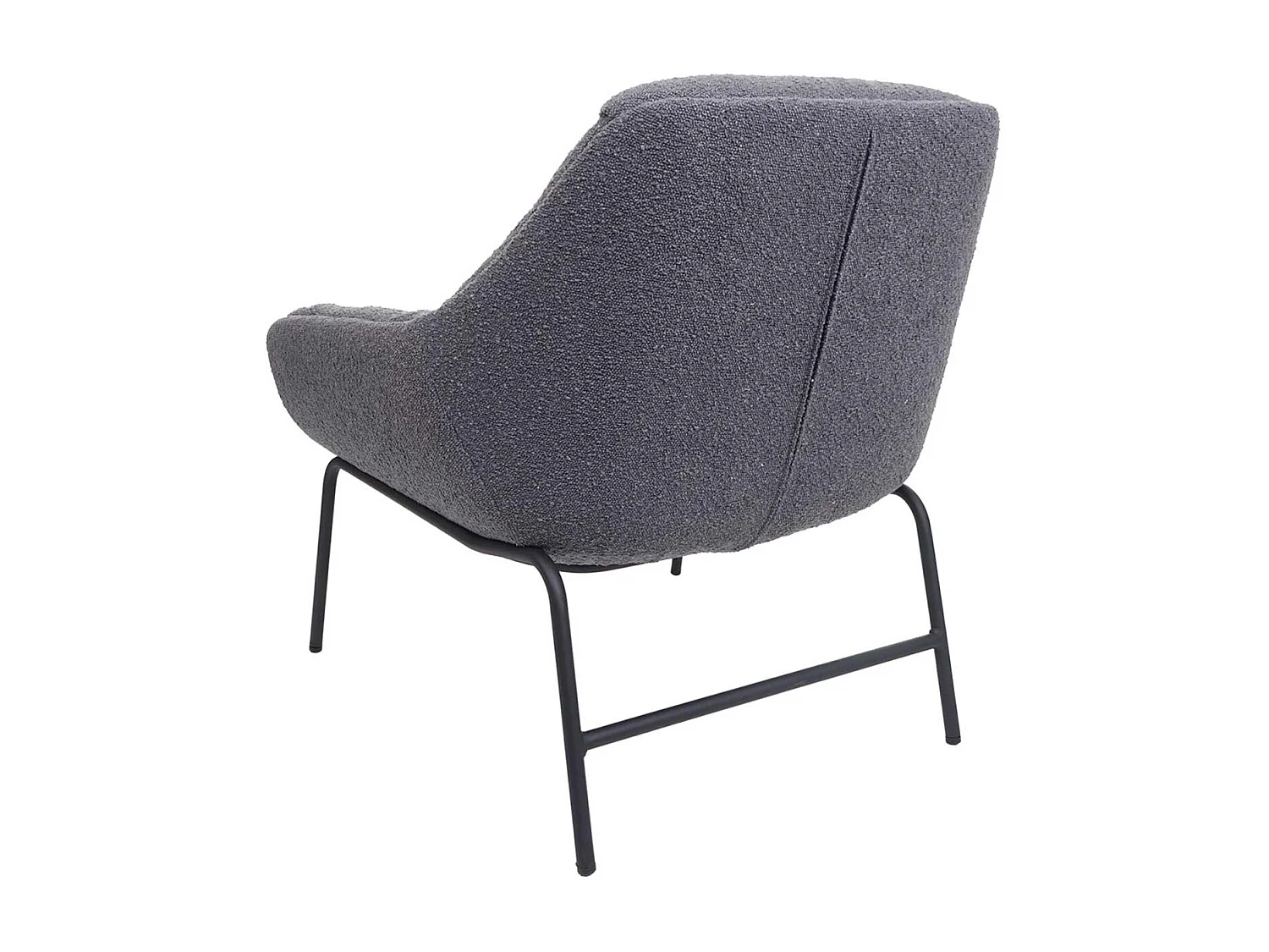 Poltrona sedia lounge MCW-J77 metallo tessuto bouclè grigio scuro