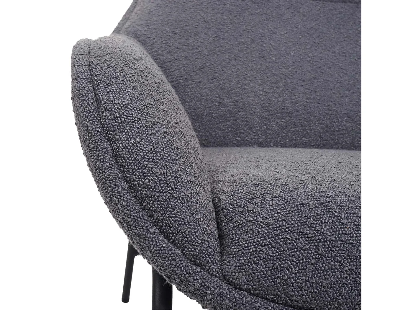 Poltrona sedia lounge MCW-J77 metallo tessuto bouclè grigio scuro