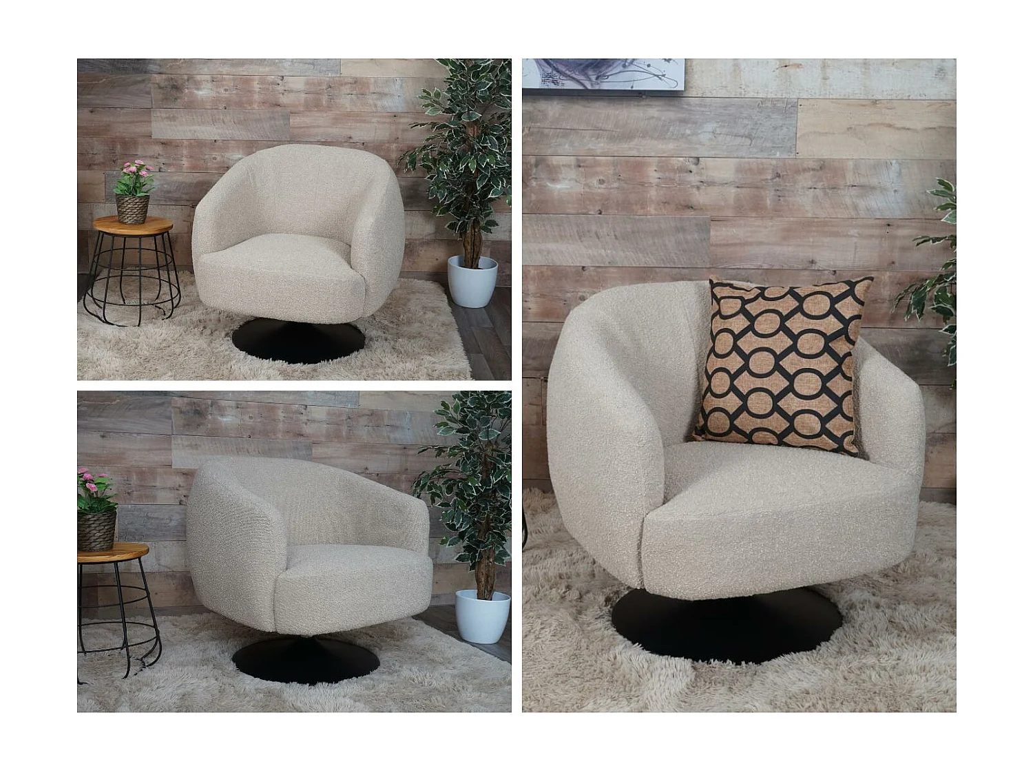 Fotel wypoczynkowy MCW-J76,  kremowo-beżowy