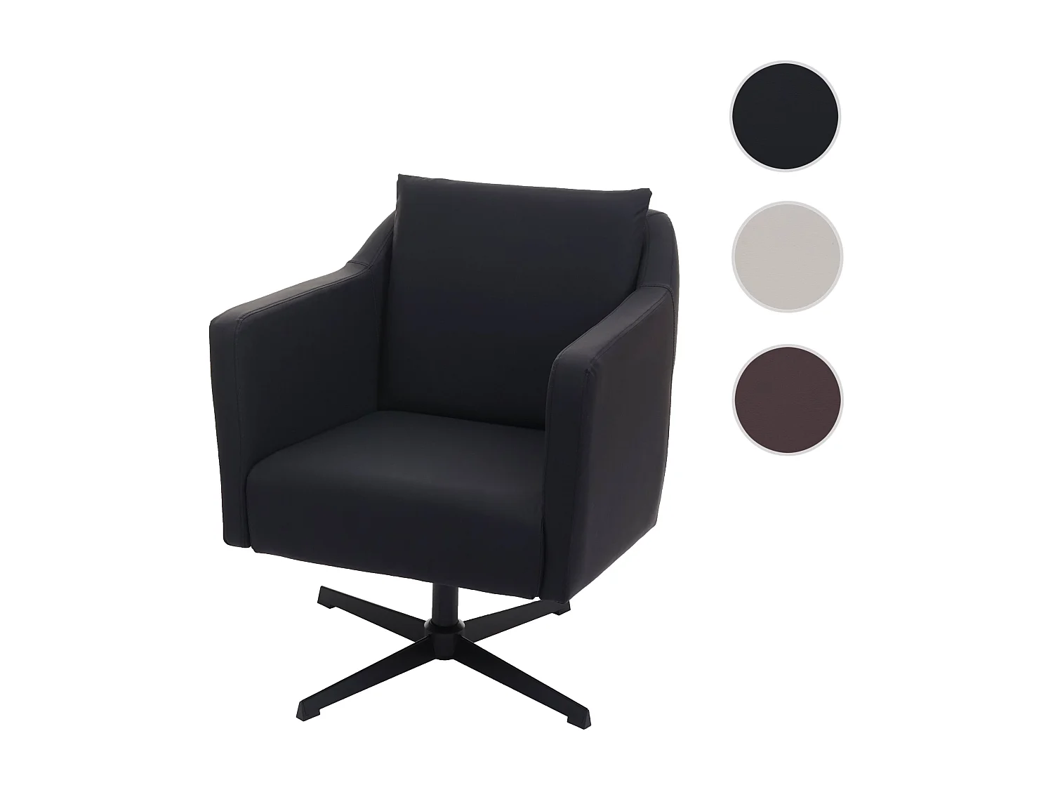 Fotel wypoczynkowy MCW-H93b,  imitacja skóry, czarny