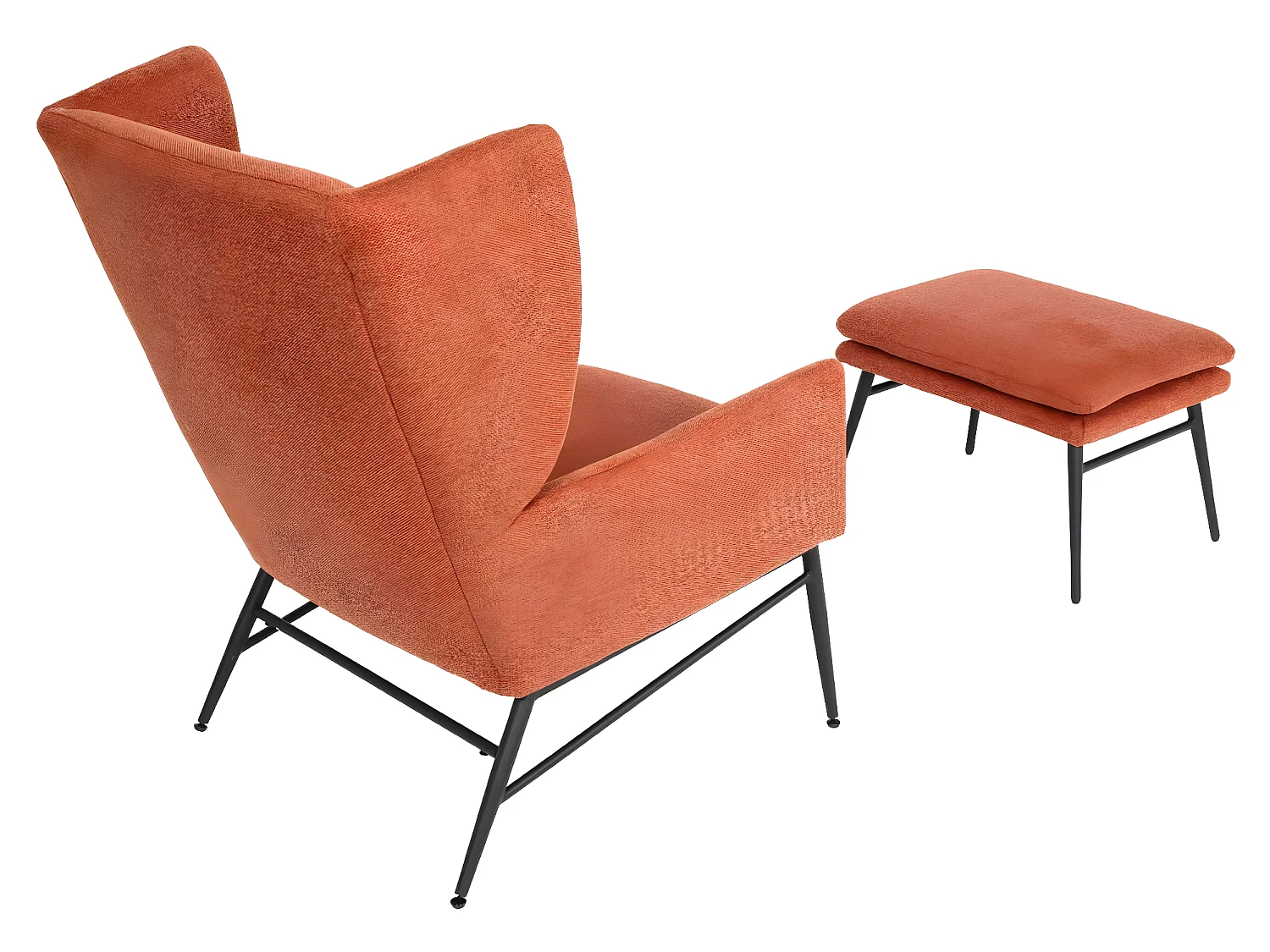 Lounge-Sessel mit Ottomane MCW-L62, Terracotta-braun