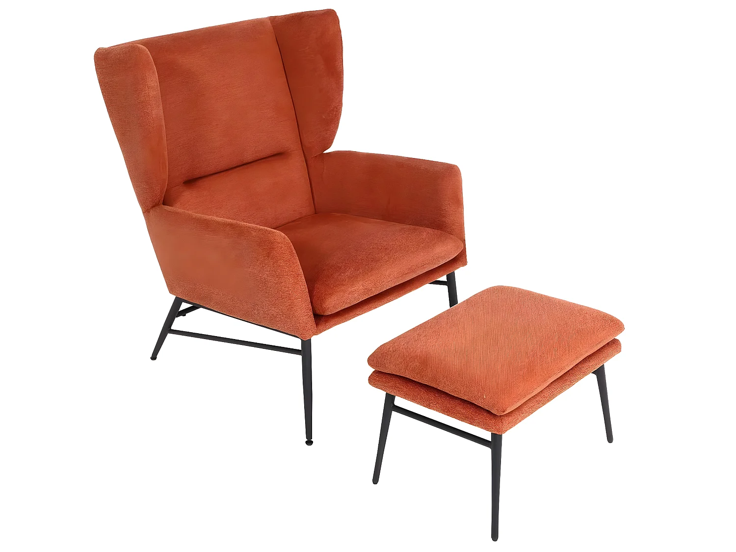 Lounge-Sessel mit Ottomane MCW-L62, Terracotta-braun