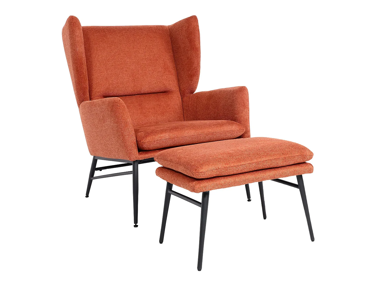 Loungefauteuil met voetenbank MCW-L62,  terracotta-bruin