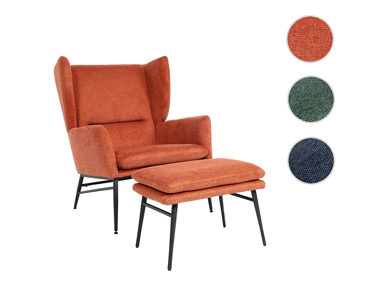 Fotel wypoczynkowy z otomaną MCW-L62,  terakota-brązowy