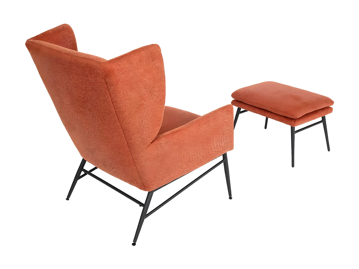 Fotel wypoczynkowy z otomaną MCW-L62,  terakota-brązowy