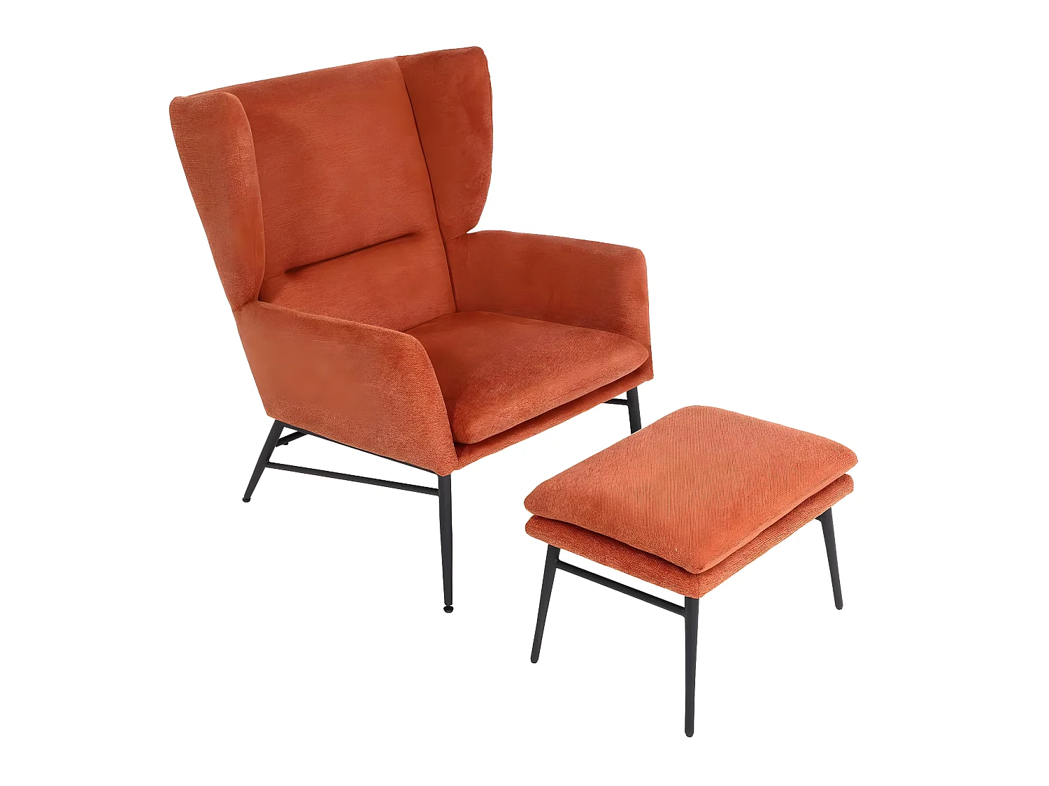 Fotel wypoczynkowy z otomaną MCW-L62,  terakota-brązowy