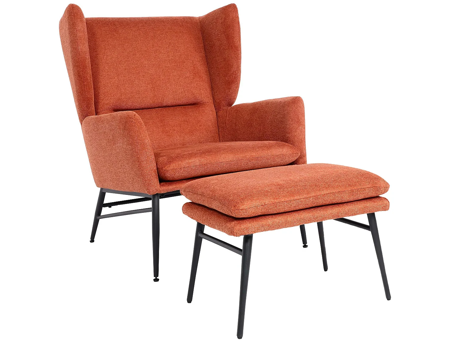 Poltrona relax elegante MCW-L62 con poggiapiedi Lounge tessuto ~ arancione