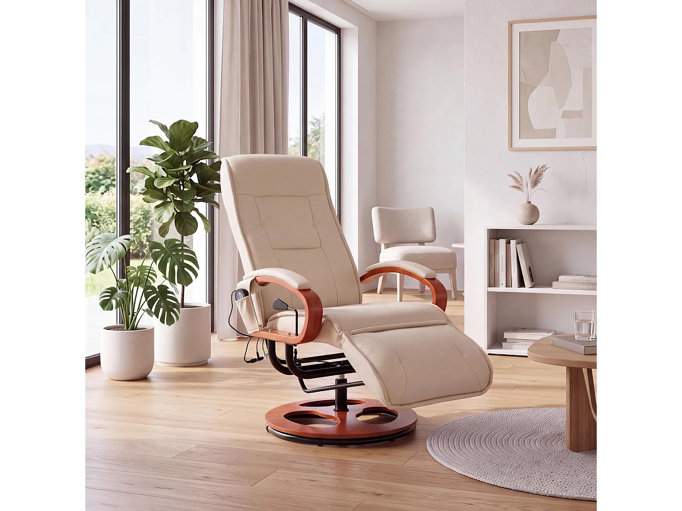 Relaxliege Terni II, Leder, creme