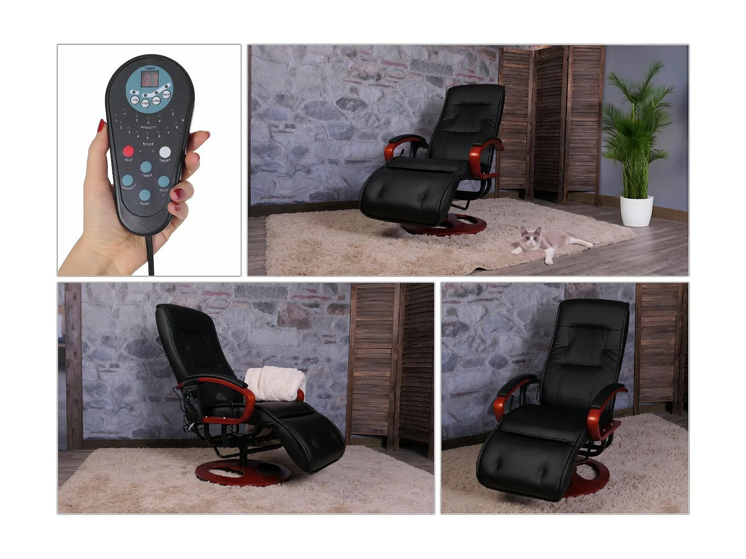 Relaxliege Terni II, Kunstleder, schwarz