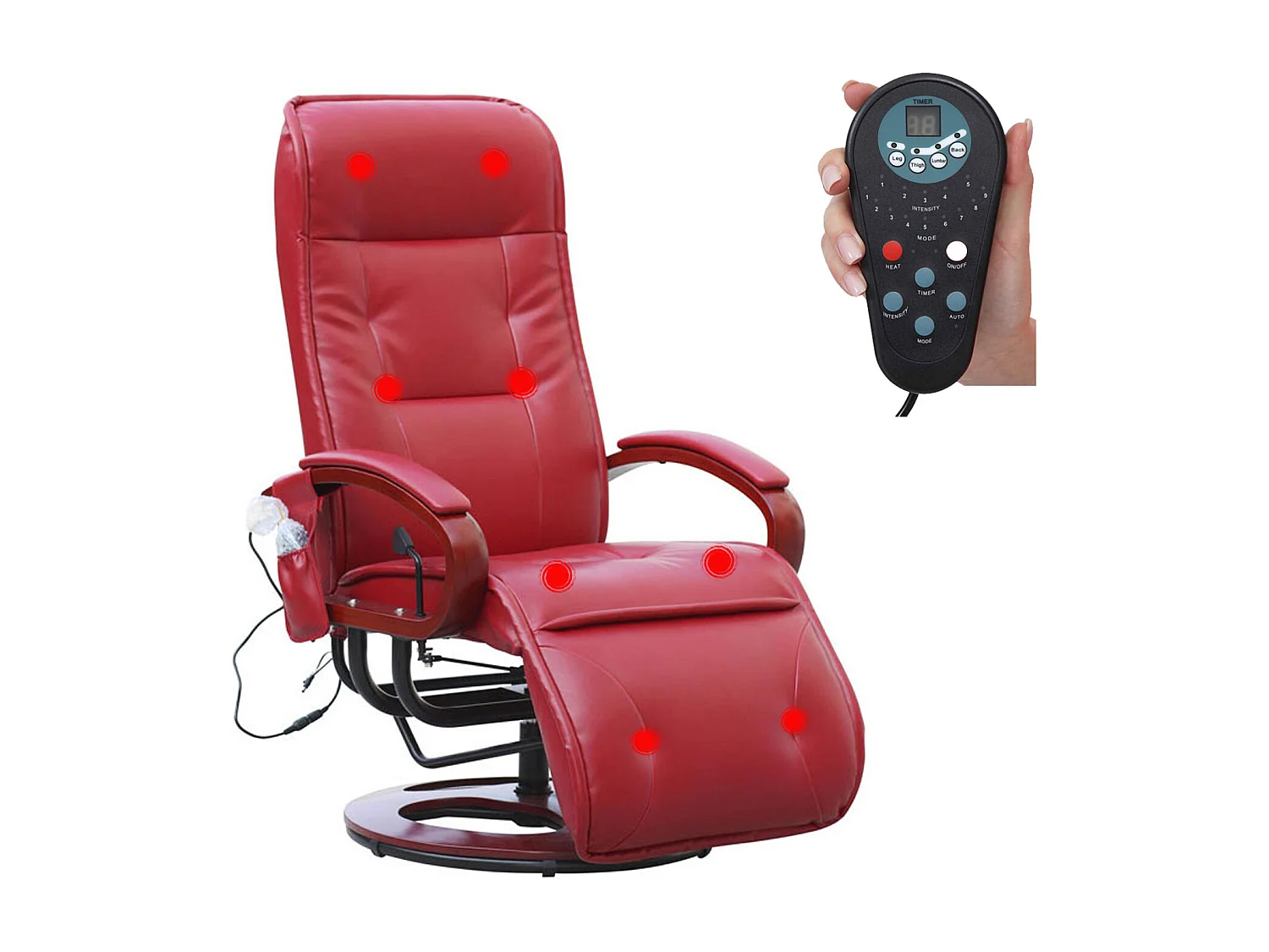 Relaxliege Terni II, Leder, rot