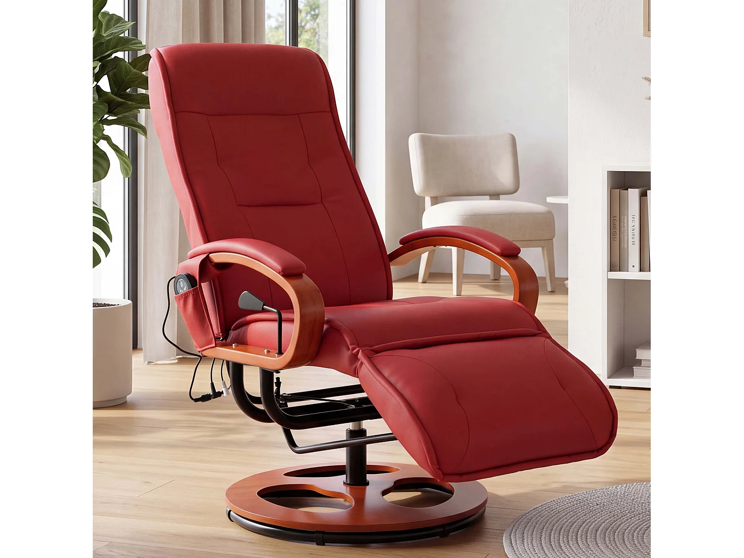 Relaxliege Terni II, Leder, rot