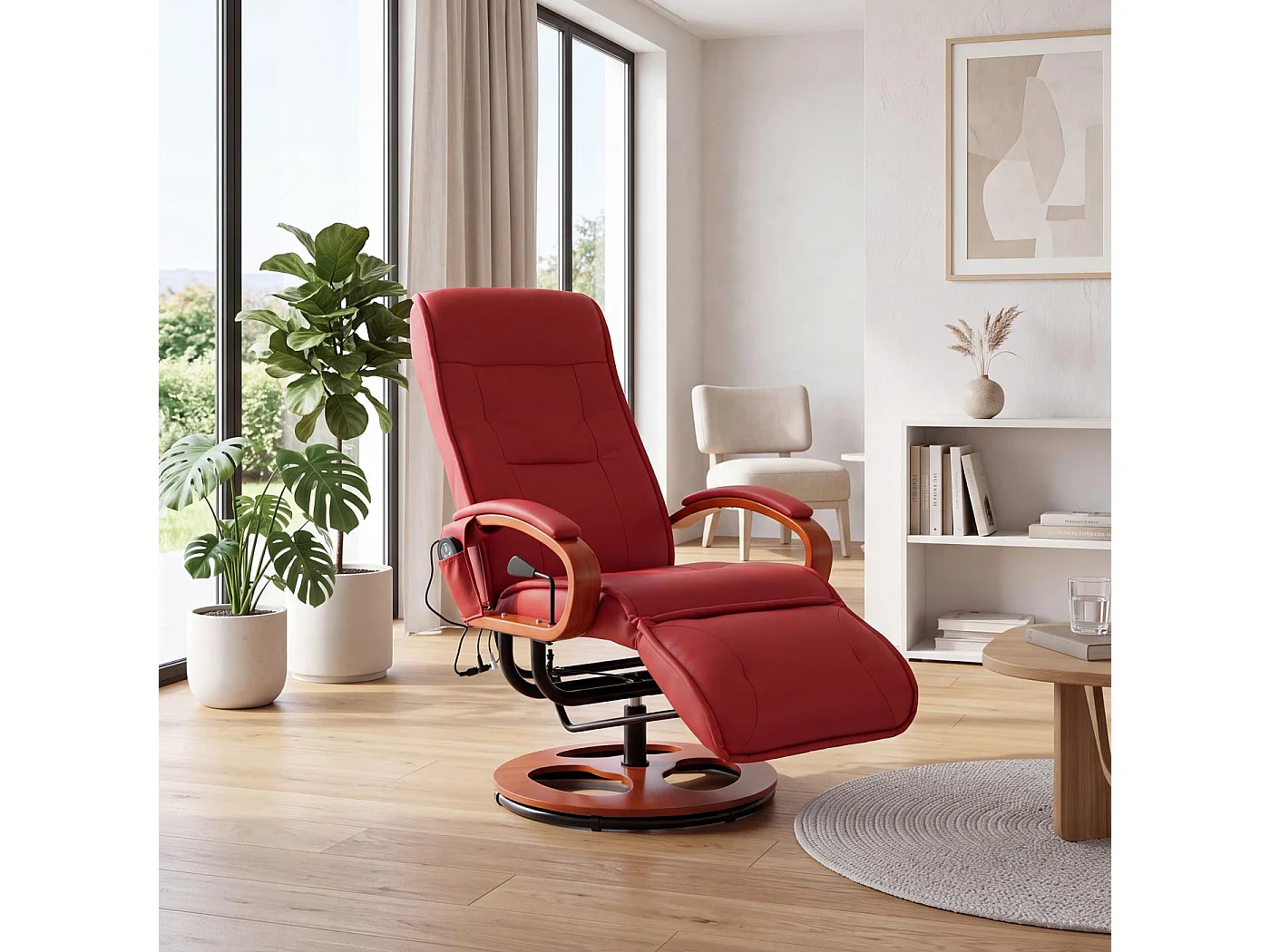 Relaxliege Terni II, Leder, rot