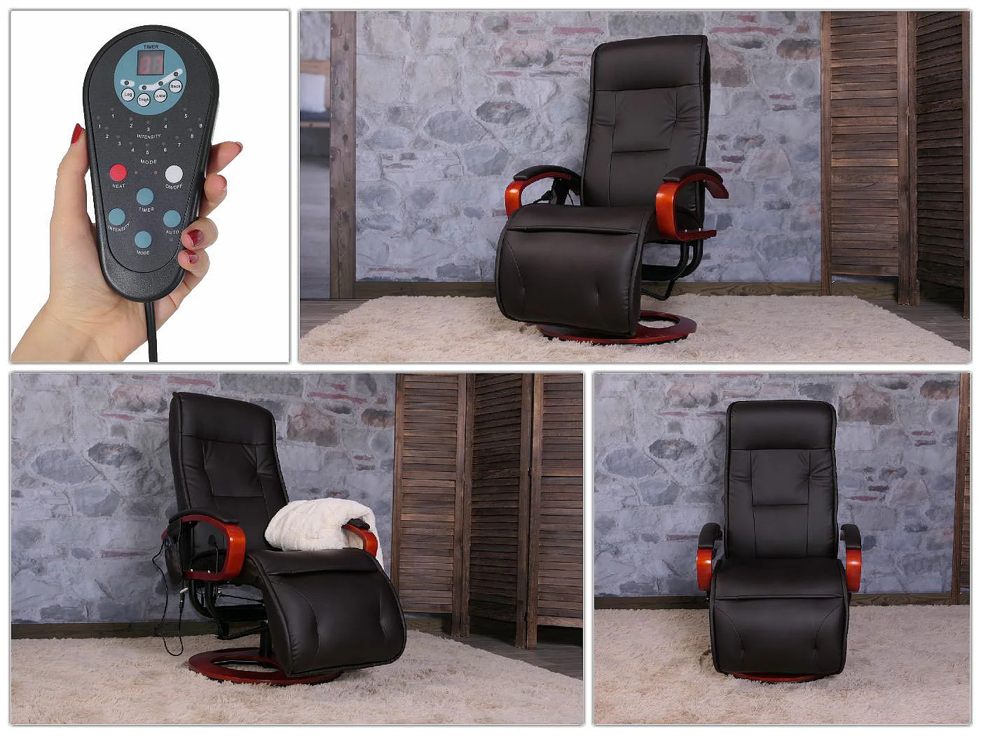 Relaxliege Terni II, Kunstleder, coffee