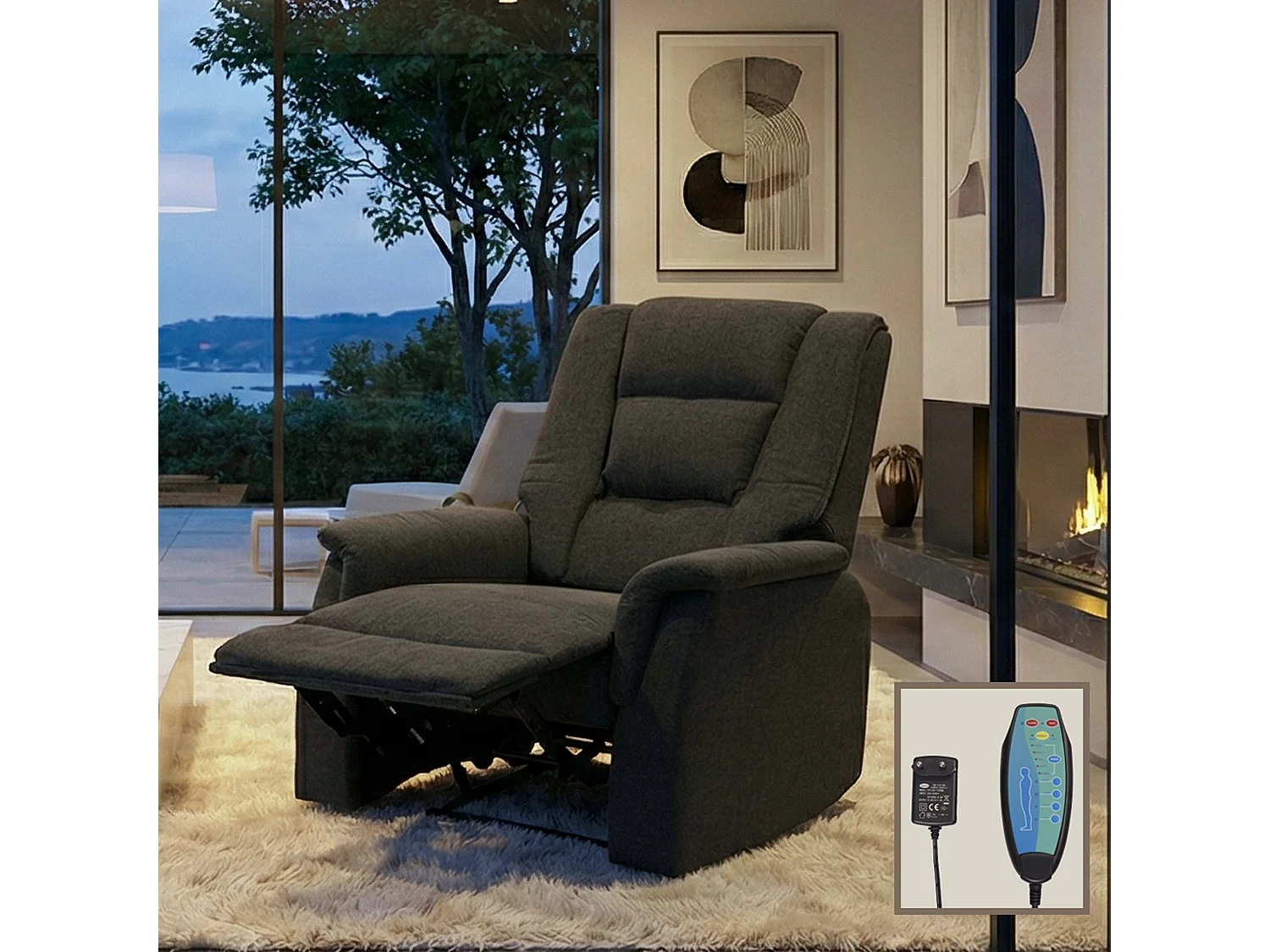 Relaxsessel MCW-F23, Grau inkl. Massage- und Wärmefunktion