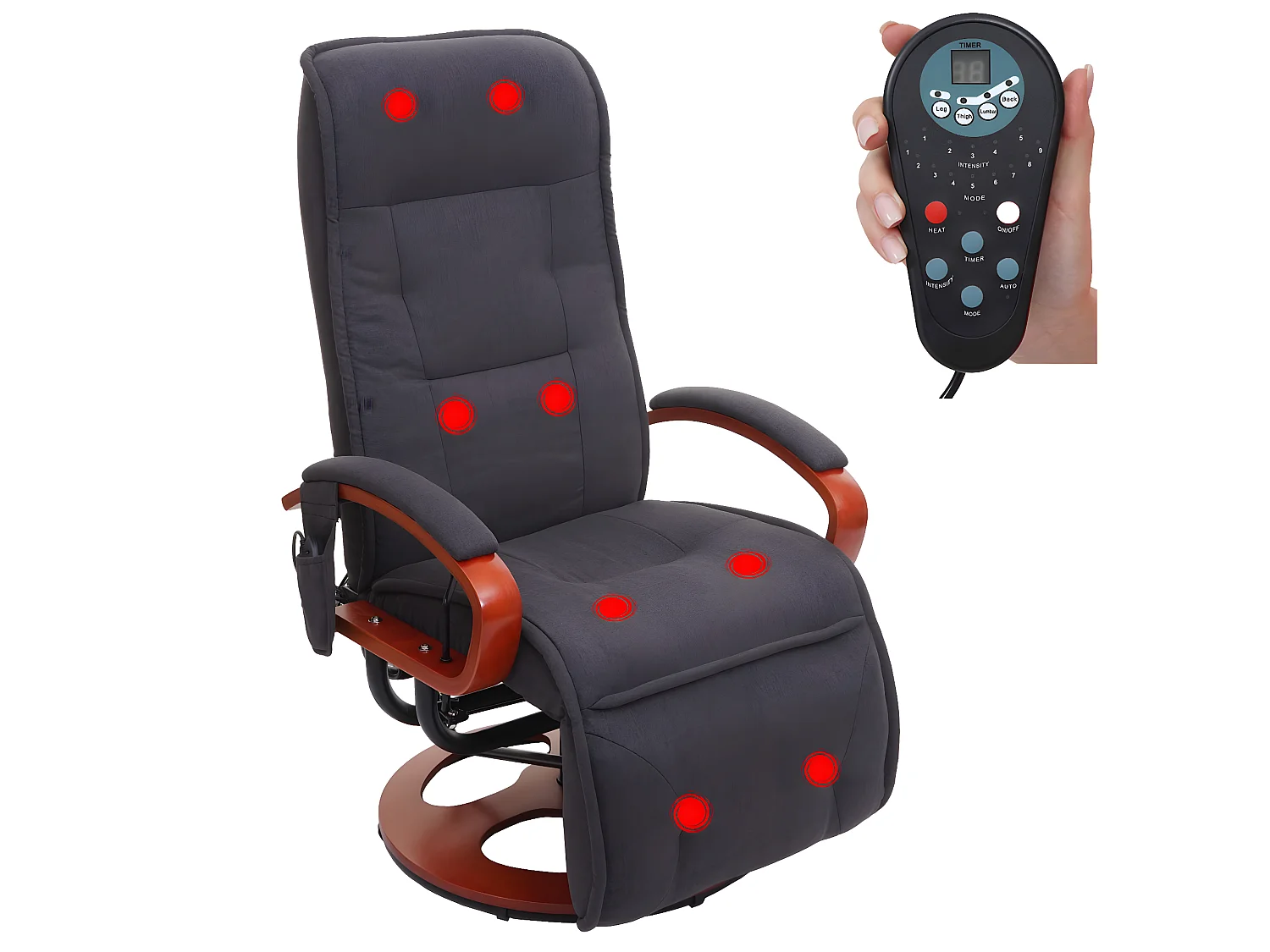 Relaxliege Terni II mit Massage, Dunkelgrau