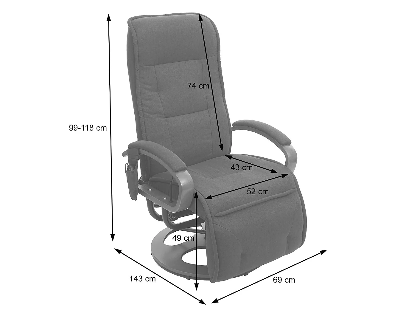 Relaxliege Terni II mit Massage, Dunkelgrau