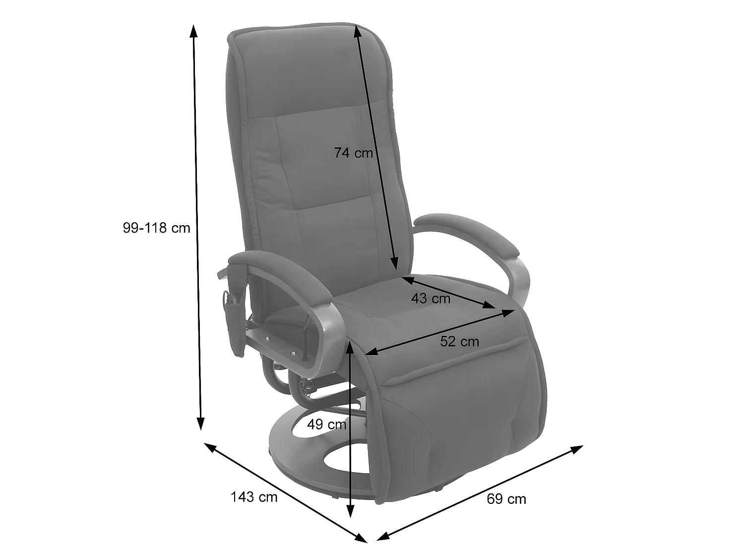 Relaxliege Terni II mit Massage, Wildlederimitat braun