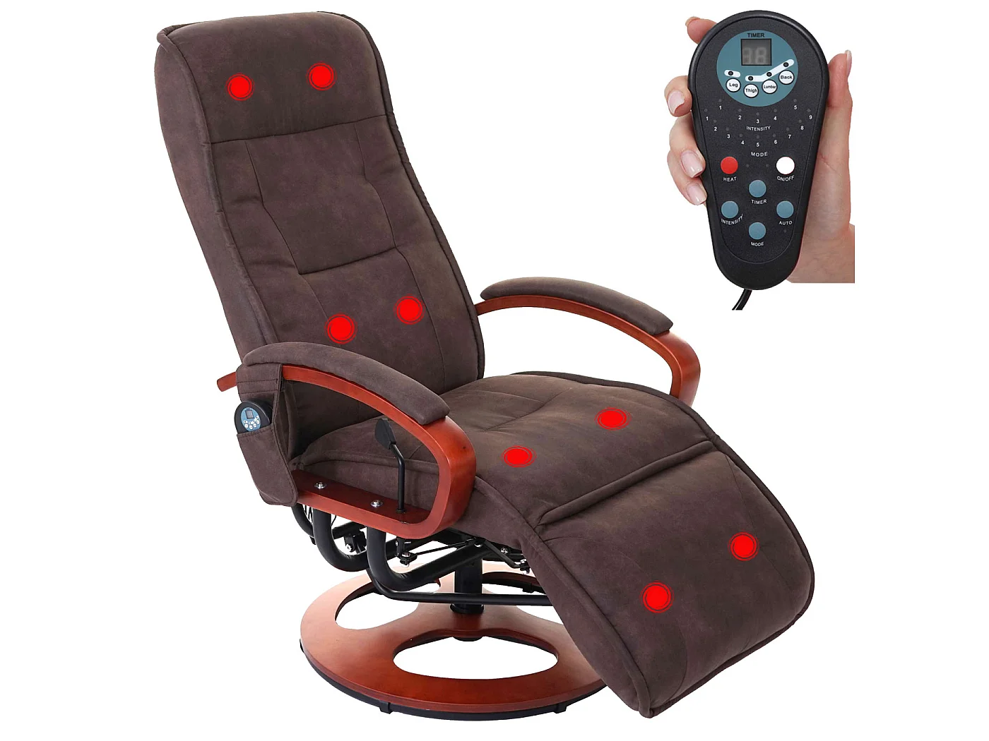 Relaxliege Terni II mit Massage, Wildlederimitat braun