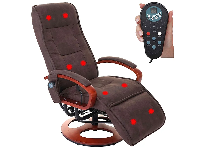 Relaxliege Terni II mit Massage, Wildlederimitat braun