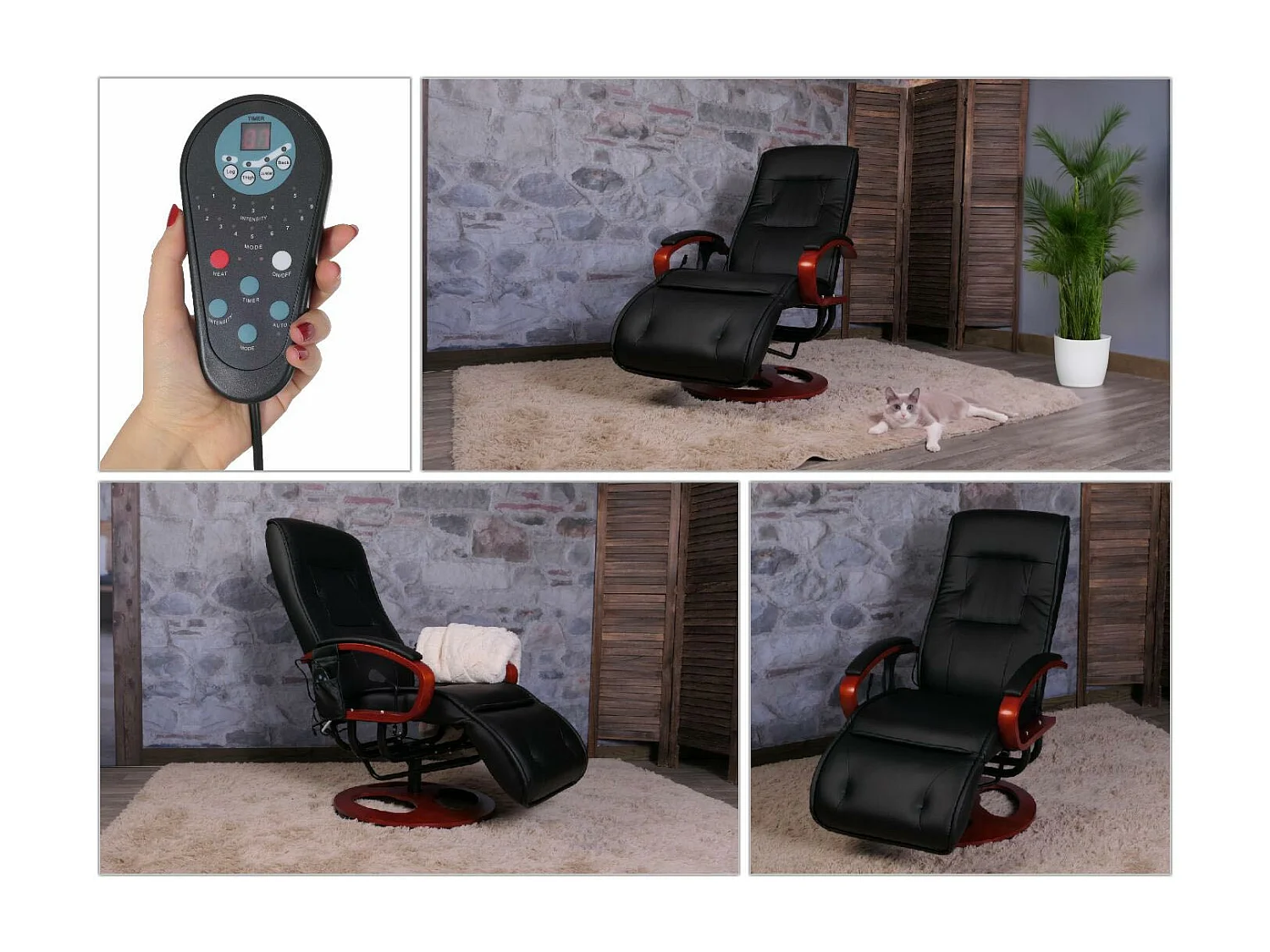 Relaxliege Terni II, Leder, schwarz