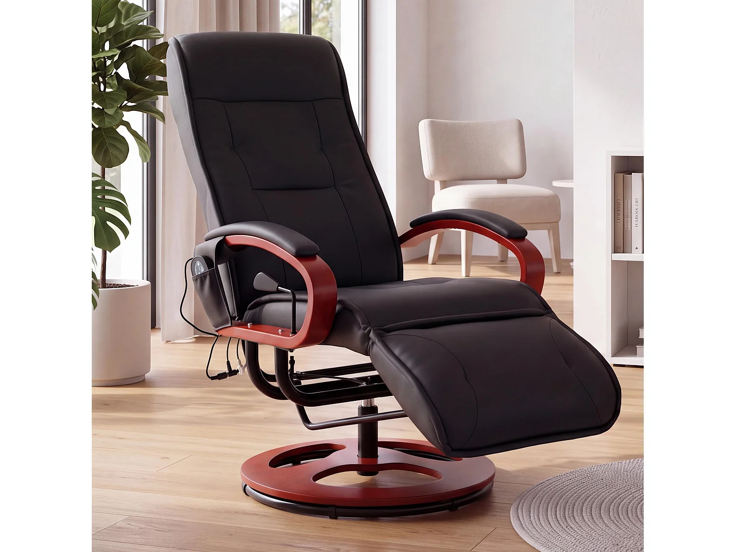 Relaxliege Terni II, Leder, schwarz
