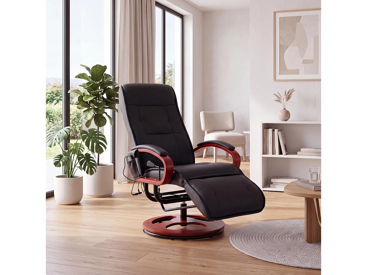 Relaxliege Terni II, Leder, schwarz
