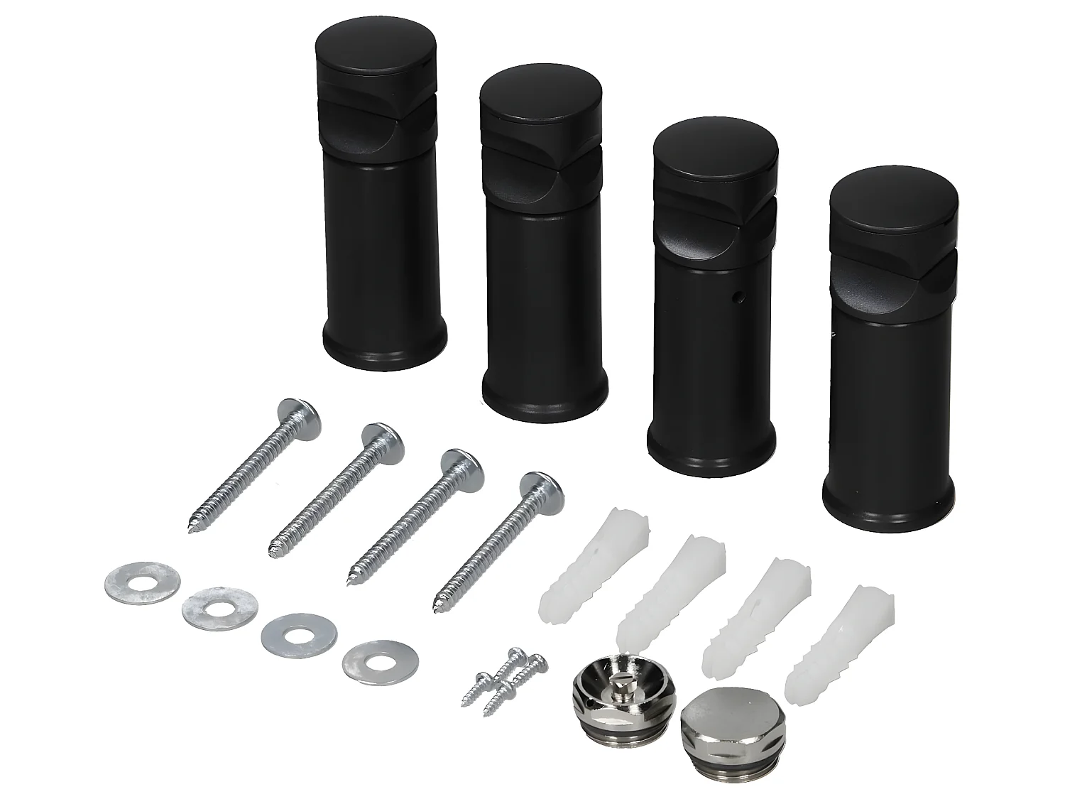 Radiador de baño 300x1800 mm negro mate con conexión lateral LuxeBath