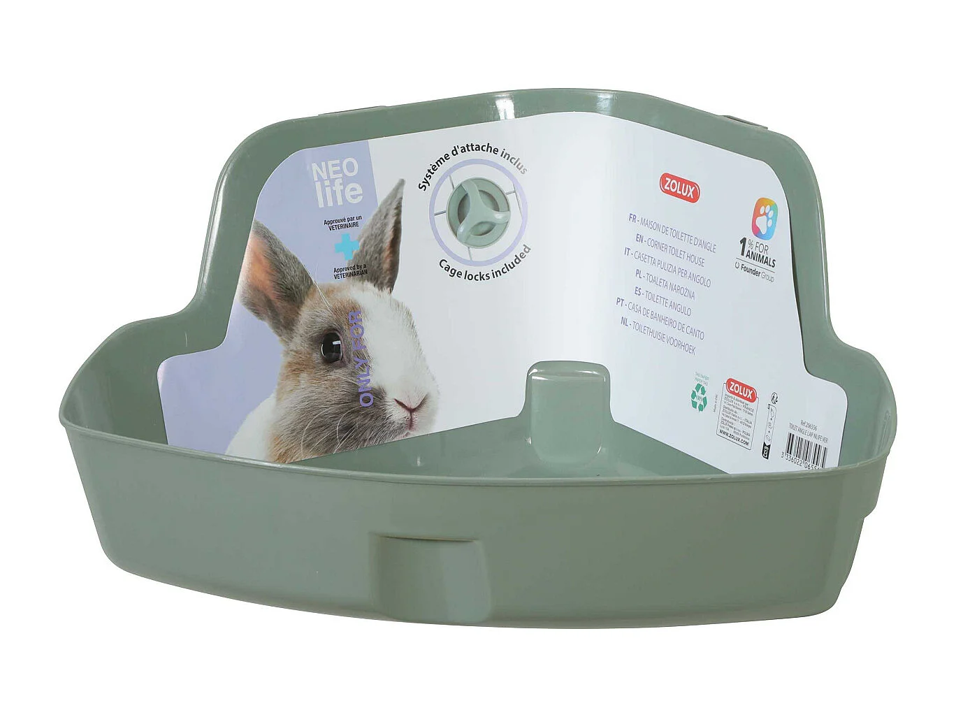 Maison de toilette d'angle pour lapin Neolife