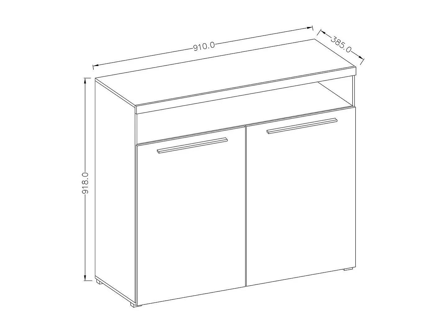 Buffet 90cm für das Wohnzimmer in Schiefergrau, Kollektion BOMBAY