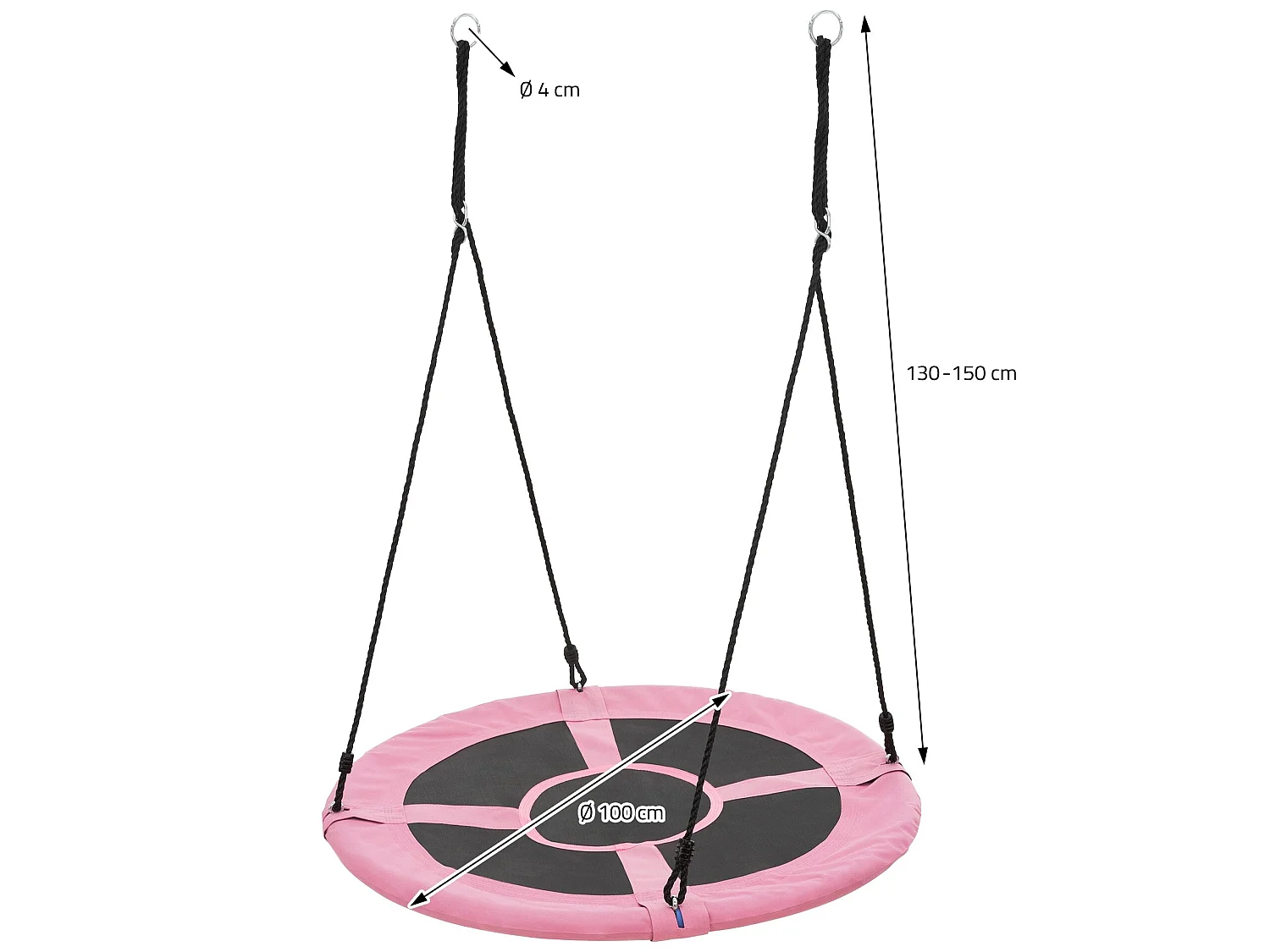 Balançoire nid pour enfants Ø100 cm rose/noir en polyester