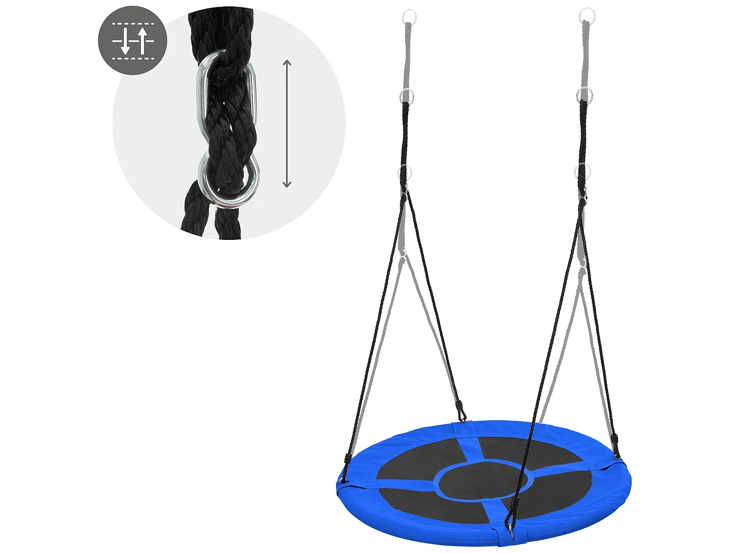 Balançoire nid pour enfants Ø100 cm bleu/noir en polyester