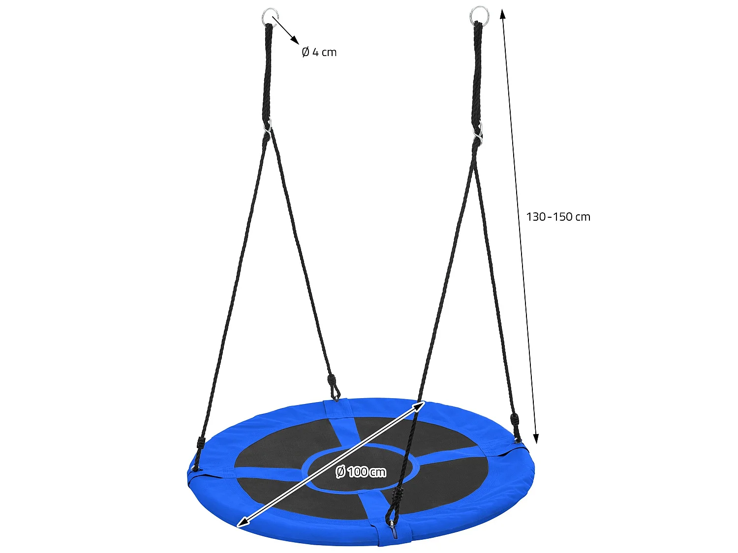 Balançoire nid pour enfants Ø100 cm bleu/noir en polyester