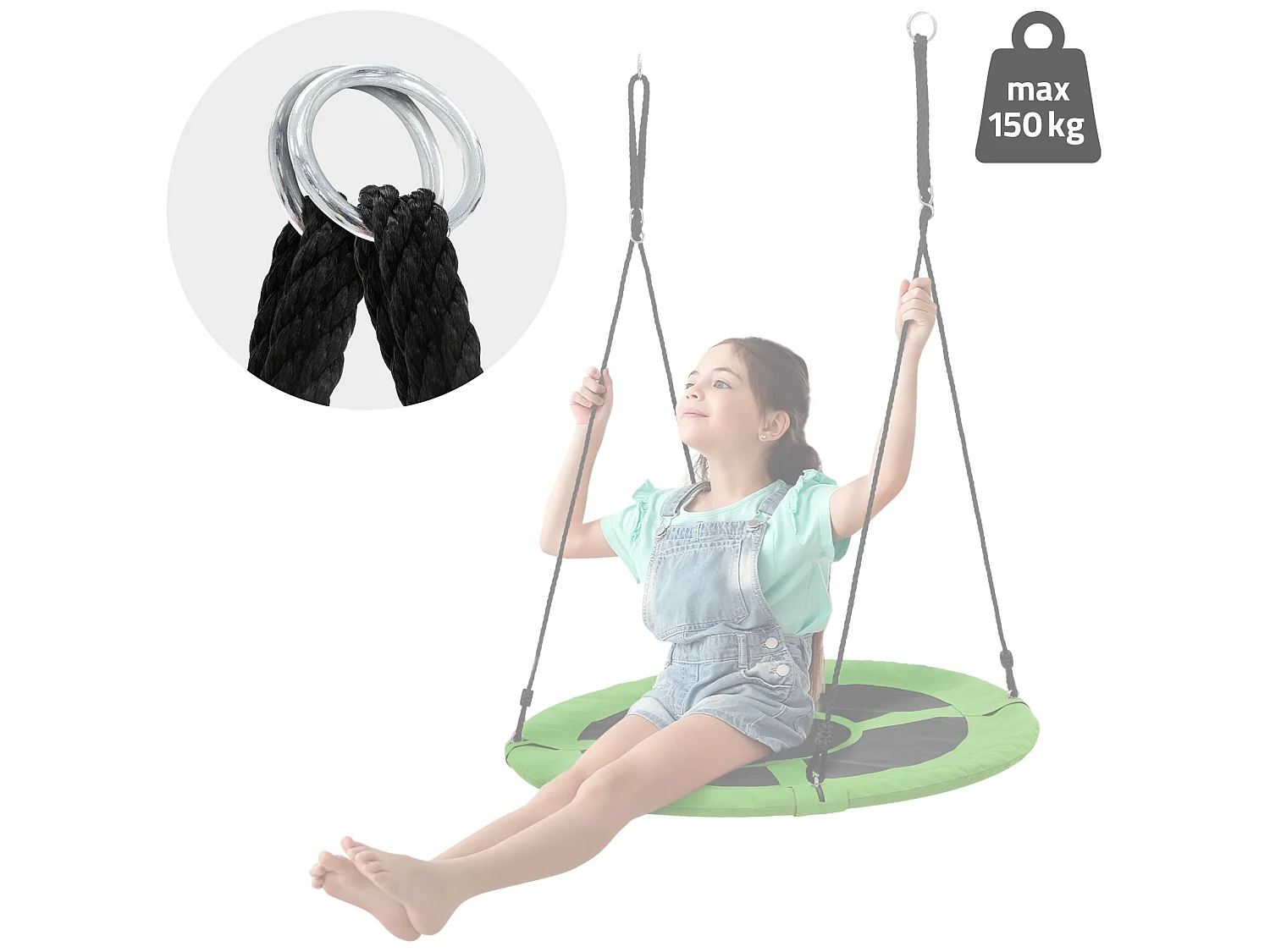 Altalena a nido da giardino Ø100 verde per bambini adulti swing interno esterno