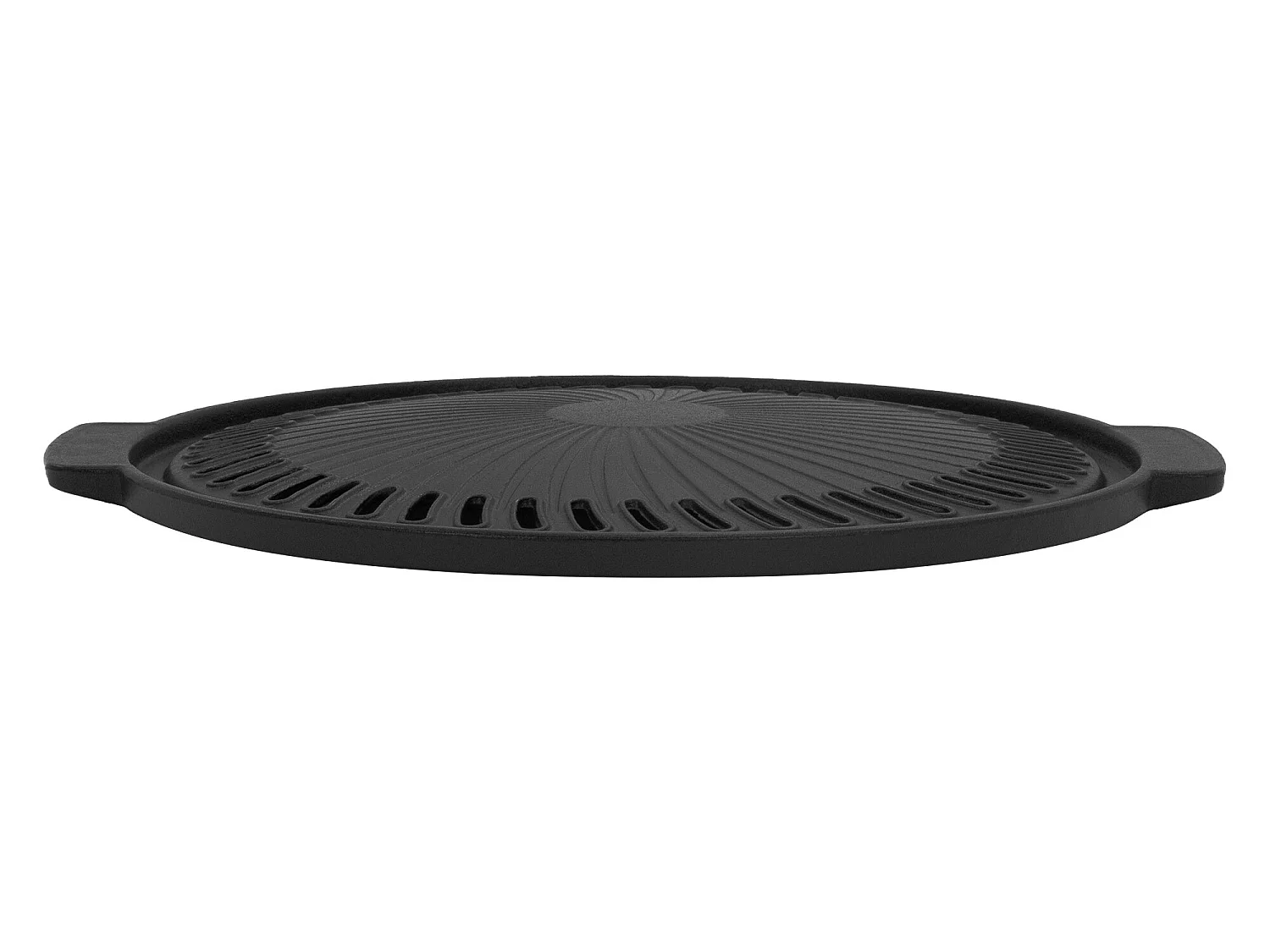 Plancha para barbacoa Ø 32 cm de hierro fundido sartén redonda de grill con asas
