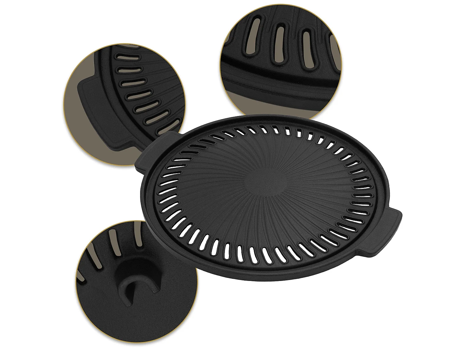 BBQ Plaque de gril en fonte BBQ Poêle à griller Accessoires en fonte Plancha ron