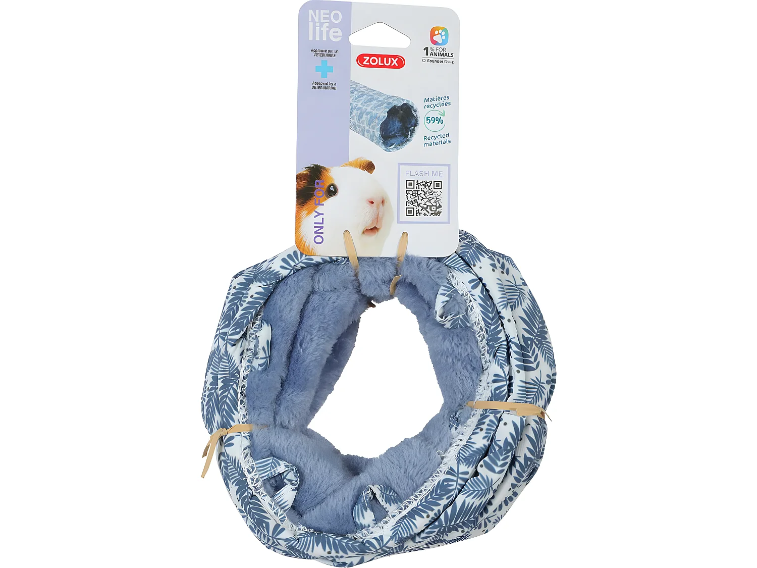 Tunnel en tissu pour cochon d'inde Neolife 15 x 40 cm