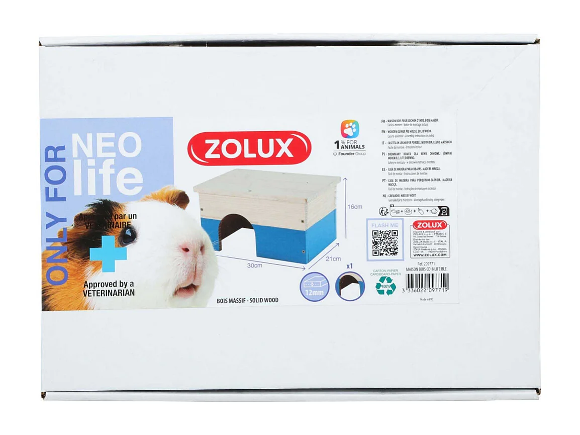 Maison en bois pour cochon d'inde Neolife