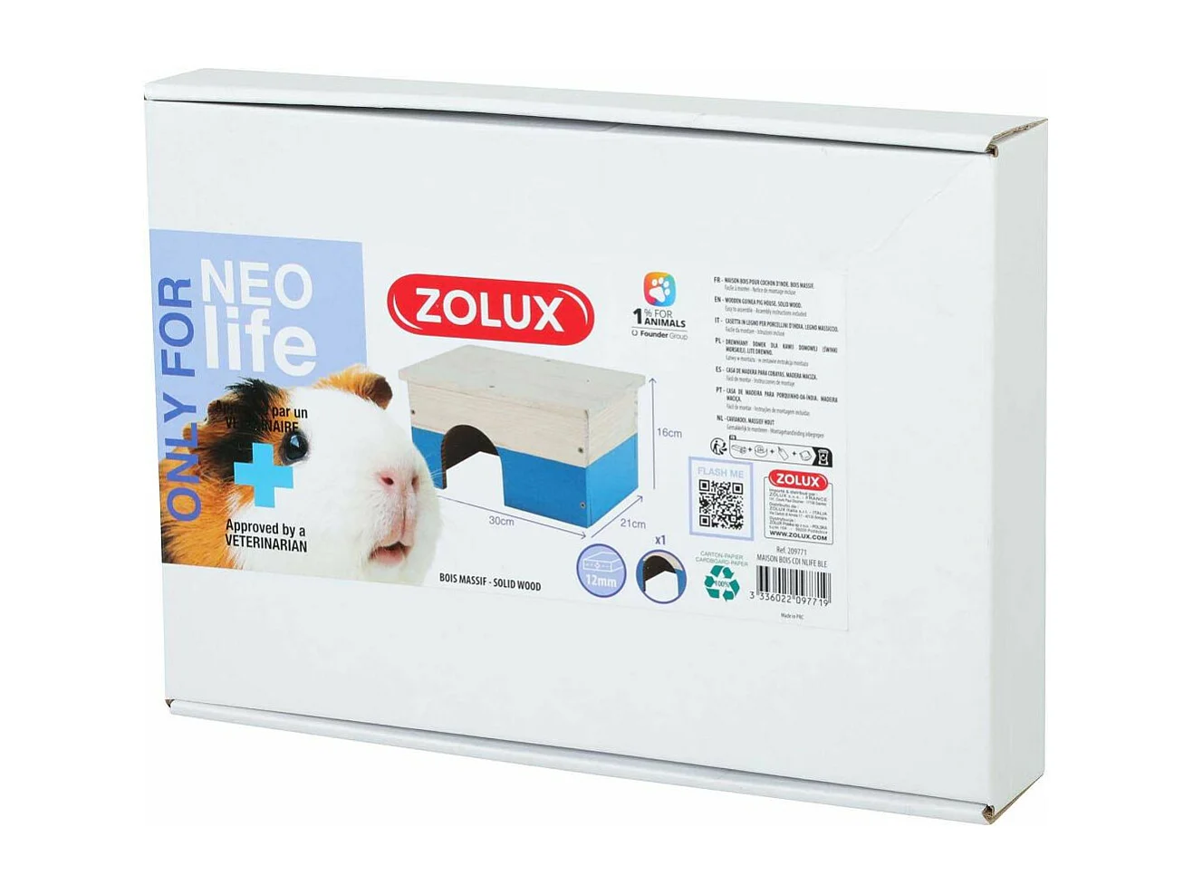 Maison en bois pour cochon d'inde Neolife