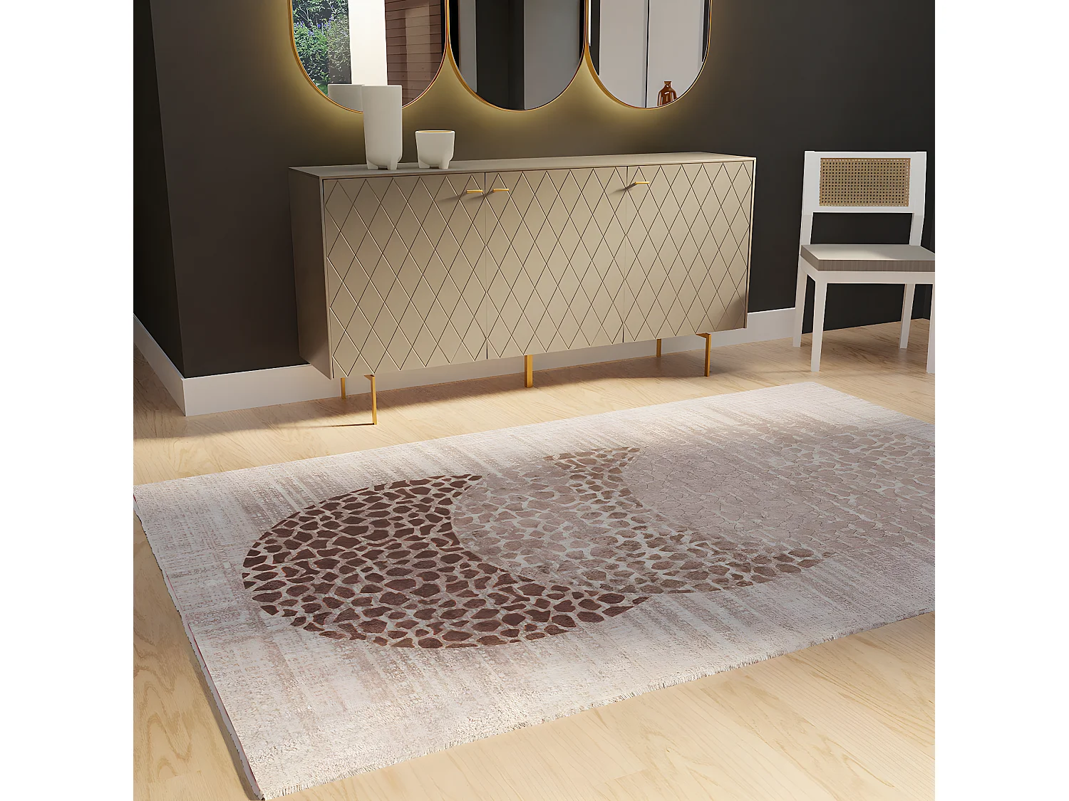 Tapis rectangulaire antidérapant imprimé, moquette en polyester