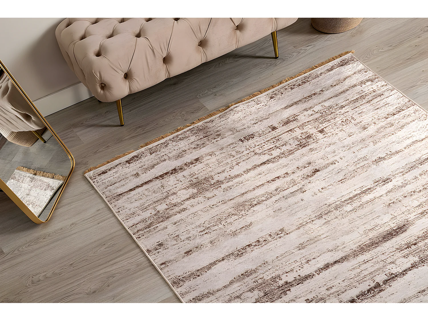 Tapis à franges imprimé, moquette en polyester multicolore - L. 190 x P. 2 x H. 130 cm