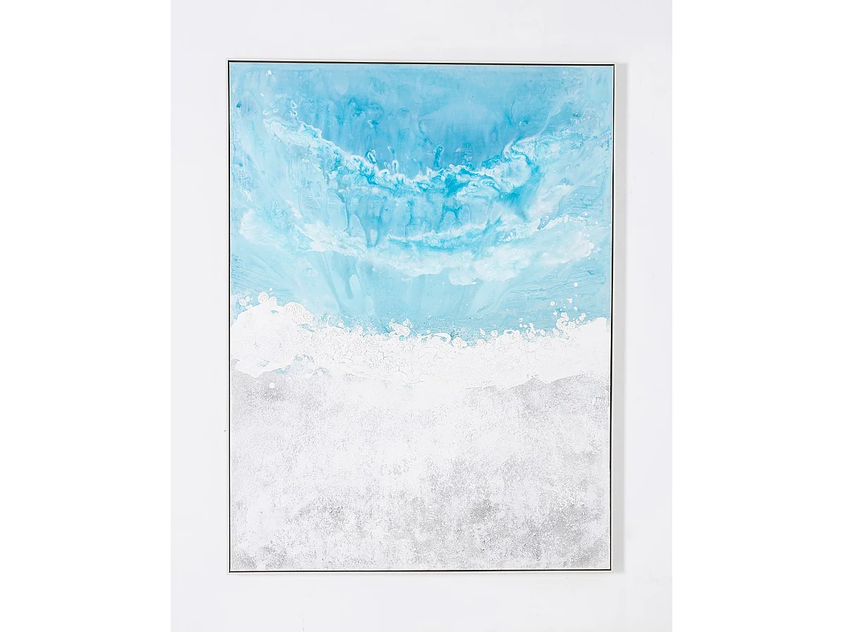 Tableau peinture à l'huile sur toile,peinte abstraite avec cadre en bois blanc