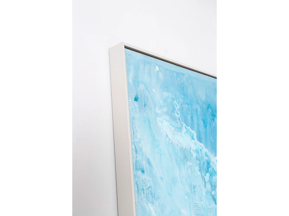 Tableau peinture à l'huile sur toile,peinte abstraite avec cadre en bois blanc