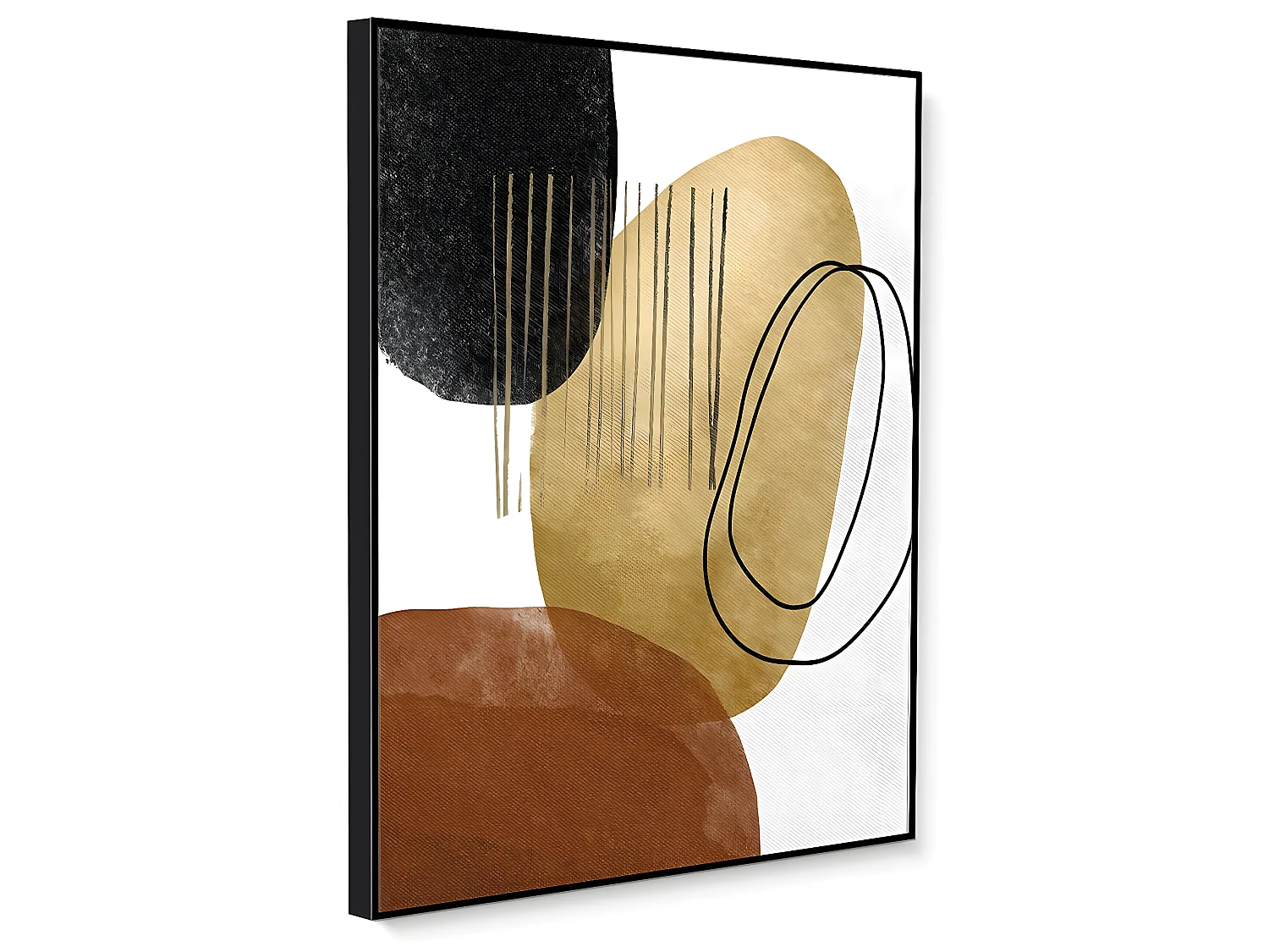 Ensemble 2 tableaux peinture à l'huile sur toile,peinte avec cadre en bois noir